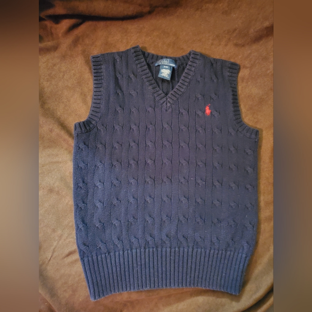 Polo Sweater Vest Youth 8 Navy Back to School